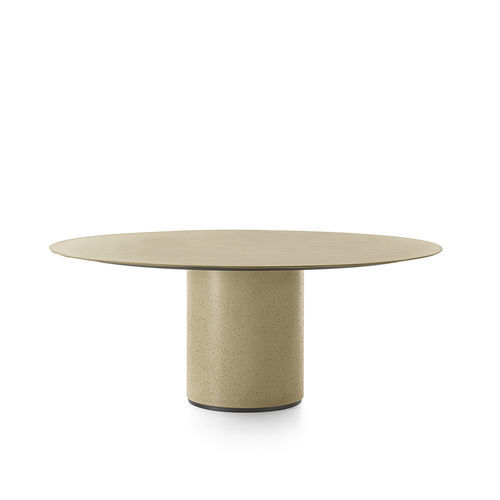 Table contemporaine - RE-VERRE - Gallotti&Radice - en verre / avec piètement en pierre reconstituée / ronde