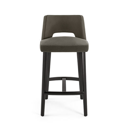 Tabouret de bar contemporain - THEA - Gallotti&Radice - en cuir / en tissu / avec piètement en chêne