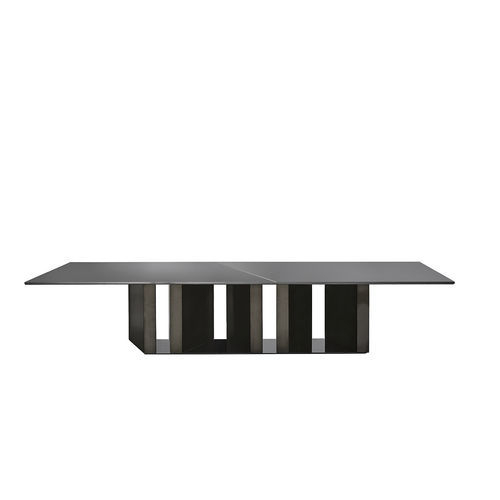 Table contemporaine - PLATIUM SYSTEM - Gallotti&Radice - en verre / avec piètement en bois / rectangulaire