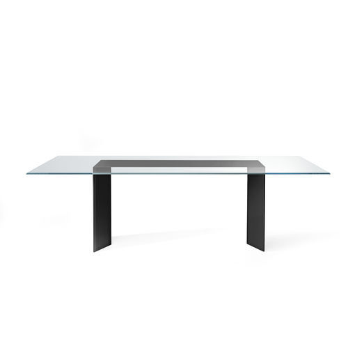 Table de réunion contemporaine - DOLM - Gallotti&Radice - en verre / avec piètement en bois / avec piètement en verre trempé
