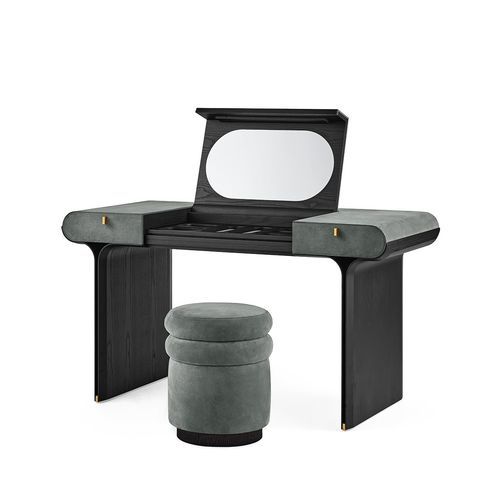 Coiffeuse contemporaine - Stami - Gallotti&Radice - en laiton / en cuir / en frêne