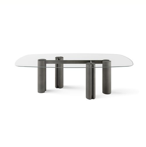 Table contemporaine - Simpòdio - Gallotti&Radice - en cristal / avec piètement en ciment / rectangulaire