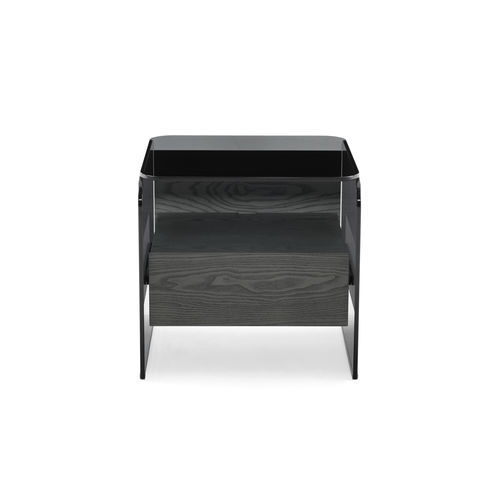 Table de chevet contemporaine - HOLLY COMODINO - Gallotti&Radice - en frêne / en bois teinté / avec piètement en verre trempé