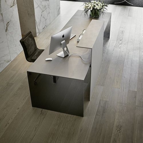 Banque d'accueil en métal laqué - AIR DESK MODESTY - Gallotti&Radice - en verre