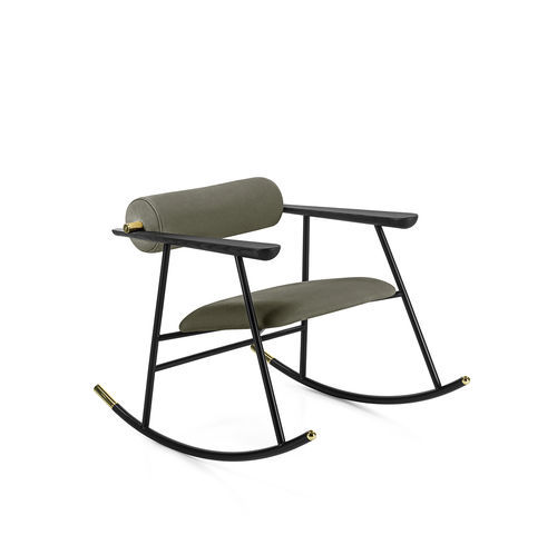 Fauteuil contemporain - LOULOU ROCK - Gallotti&Radice - en cuir / en tissu / en laiton poli