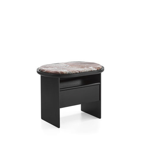 Table de chevet contemporaine - Sensei Night - Gallotti&Radice - en bois laqué / en frêne / en cuir
