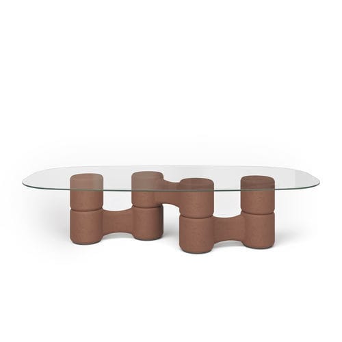 Table contemporaine - MOLECOLA - Gallotti&Radice - en verre trempé / avec piètement en bois / rectangulaire