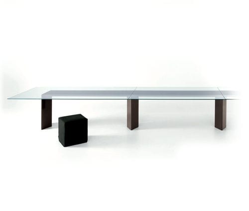 Table de conférence moderne - DOLM SYSTEM - Gallotti&Radice - en verre / bois / avec piètement en bois