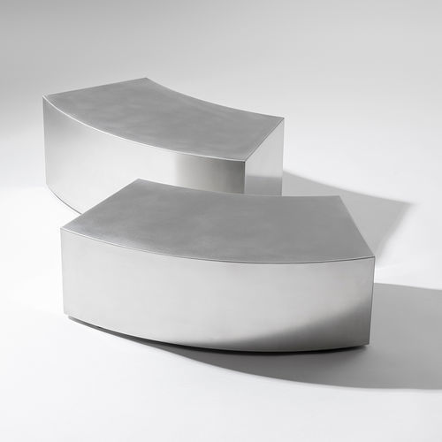 Table basse contemporaine - ARCH - Gallotti&Radice - en acier inoxydable poli / avec piètement en aluminium / à roulettes dissimulées