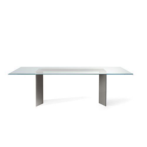 Table contemporaine - DOLM - Gallotti&Radice - en verre / avec piètement en bois / avec piètement en verre trempé