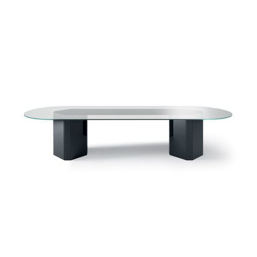 Table de conférence moderne - AKIM SYSTEM - Gallotti&Radice - en verre / avec piètement en bois / avec piètement en verre trempé