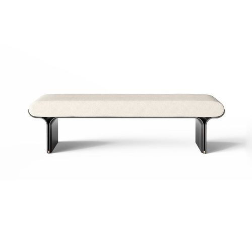 Banc contemporain - STAMI - Gallotti&Radice - en laiton poli / en cuir / en mousse de polyuréthane