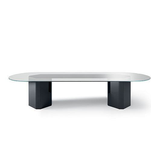 Table moderne - AKIM - Gallotti&Radice - en verre / avec piètement en bois / avec piètement en verre trempé