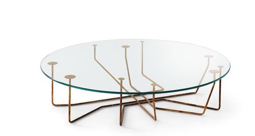 Table basse design original - CONNECTION - Gallotti&Radice - en verre / en verre trempé / en laiton
