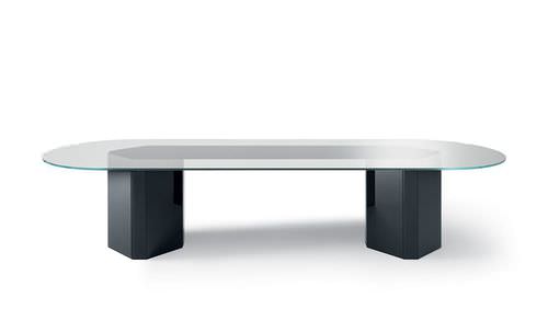 Table de réunion contemporaine - AKIM - Gallotti&Radice - en bois / en verre / ovale