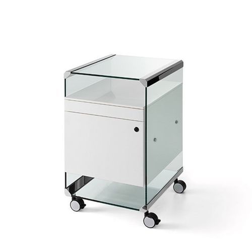Caisson de bureau en bois laqué - MOVIE CASSETTIERA - Gallotti&Radice - en verre trempé / à 2 tiroirs / à 3 tiroirs
