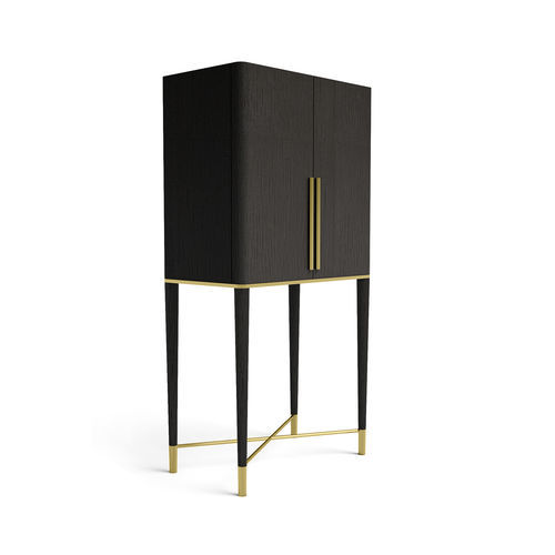 Meuble bar contemporain - TAMA - Gallotti&Radice - en laiton / en frêne / avec éclairage intégré