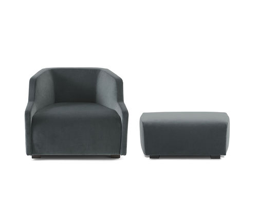 Fauteuil contemporain - FIRST POLTRONA &amp; POUF - Gallotti&Radice - en velours / avec repose-pieds / tapissé