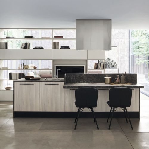 Cuisine contemporaine - ICE / 02 - Febal Casa - en bois / avec îlot / en L