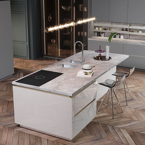 Cuisine contemporaine - CHARME 37 - Febal Casa - en marbre / aluminium / en stratifié
