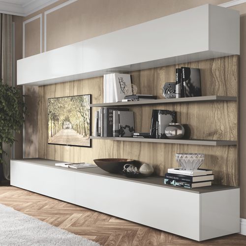 Ensemble TV mural contemporain - DICIOTTO 03 - Febal Casa - en mélaminé / modulable / sur mesure