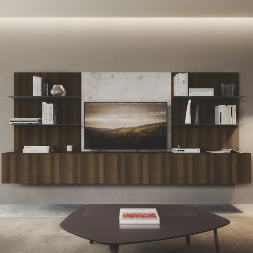 Ensemble TV mural contemporain - DICIOTTO / 04 - Febal Casa - en bois / en métal / en mélaminé