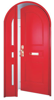 Porte d'entrée - SPECIAL - TESIO - en métal / battante / semi-vitrée