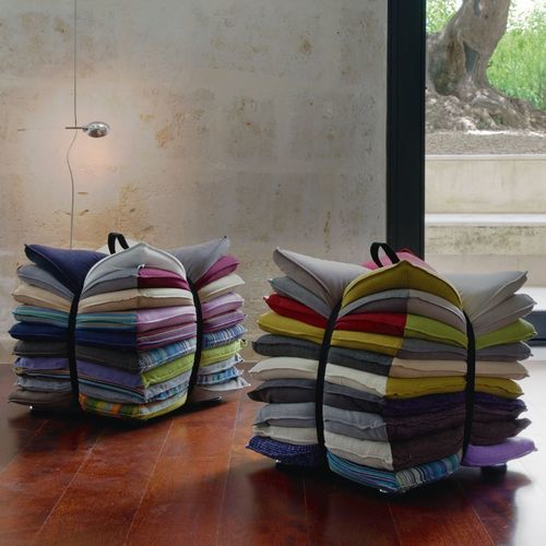 Pouf contemporain - U' STROZZ - caliaitalia - en tissu / en cuir / carré
