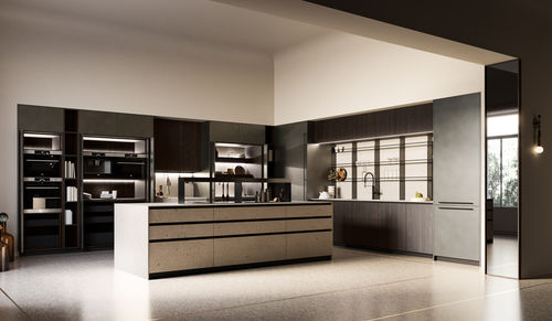 Cuisine contemporaine - Aspen + D23 - DOIMO CUCINE - en orme / en verre / en acier inoxydable