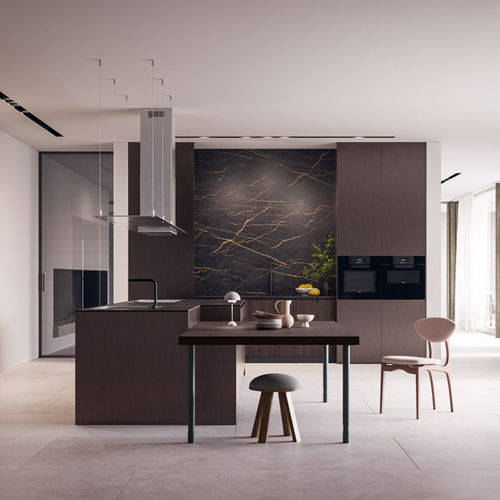 Cuisine contemporaine - DOIMO CUCINE - en placage de bois / en chêne / en verre