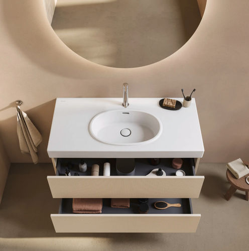 Meuble vasque suspendu - BALCOON - DURAVIT - panneau surfacé mélaminé / contemporain / avec tiroirs