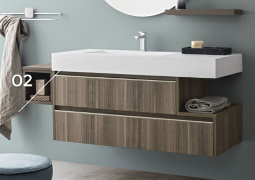 Meuble vasque mural - MOVIDA: 02 - Cerasa - en bois / contemporain / avec tiroirs