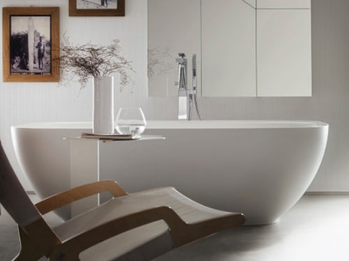 Baignoire ovale - SOFT - Cerasa - en îlot / en Solid Surface / blanche