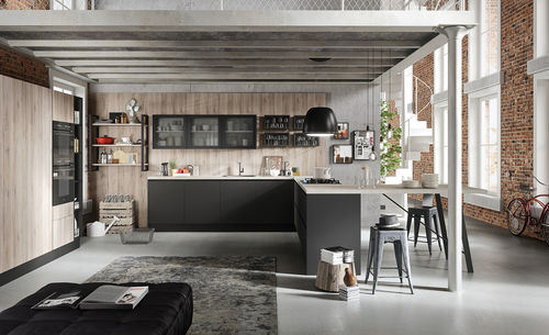 Cuisine contemporaine - URBAN 1.0 - Record Cucine - en chêne / en bois laqué / en L