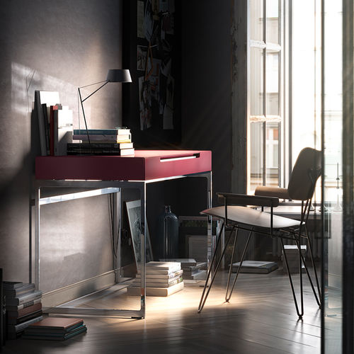 Bureau sur pied - MELL - interlübke - contemporain / en chêne / en acier