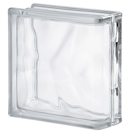 Brique de verre courbée - CLEAR 1919/8 LINEAR END WAVE - SEVES GLASSBLOCK - lisse / sablée / murale