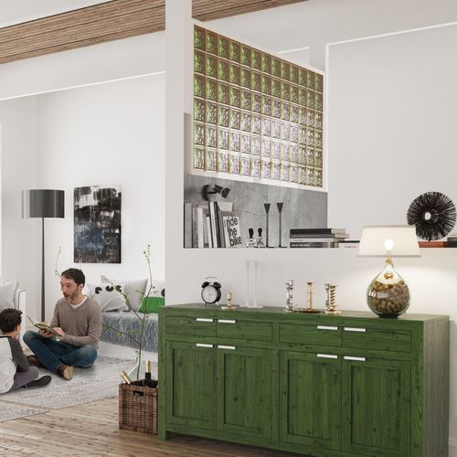 Brique de verre carrée - MG/S VEGAN GREEN - SEVES GLASSBLOCK - pour salle de bain / pour mur intérieur / colorée
