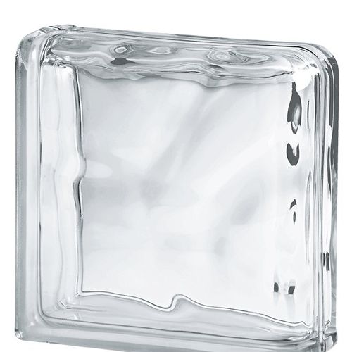 Brique de verre d'angle - CLEAR 19/8 ALLBEND WAVE - SEVES GLASSBLOCK - courbe / lisse / sablée