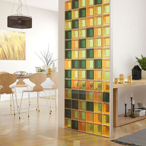 Brique de verre carrée - MG/S MINI APRICOT - SEVES GLASSBLOCK - satinée / pour salle de bain / pour mur intérieur