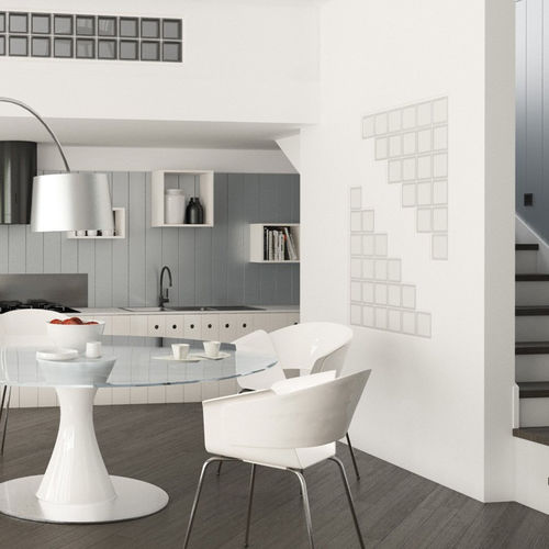 Brique de verre carrée - MG/S WHITE 100% - SEVES GLASSBLOCK - métallisée / pour salle de bain / pour mur intérieur