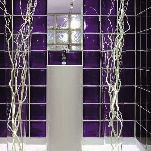 Brique de verre carrée - AMETISTA Q19  - SEVES GLASSBLOCK - lisse / métallisée / pour plancher