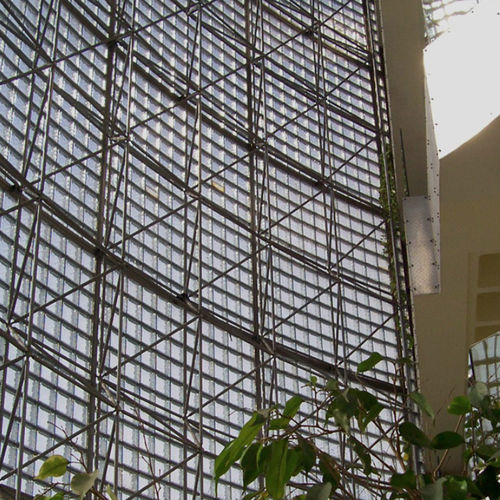 Brique de verre carrée - 3030/10 WAVE SAHARA 2S - SEVES GLASSBLOCK - lisse / satinée / pour façade