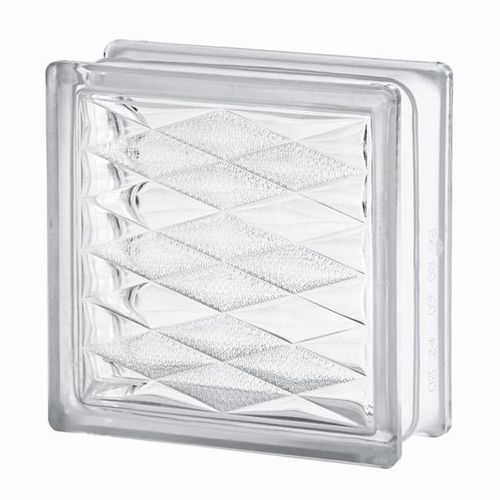 Brique de verre carrée - CLEAR 1919/8 LOZENGE - SEVES GLASSBLOCK - sablée / à relief / murale