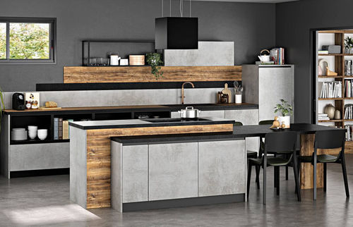 Cuisine contemporaine - City - SAGNE - en bois / avec îlot / de taille moyenne