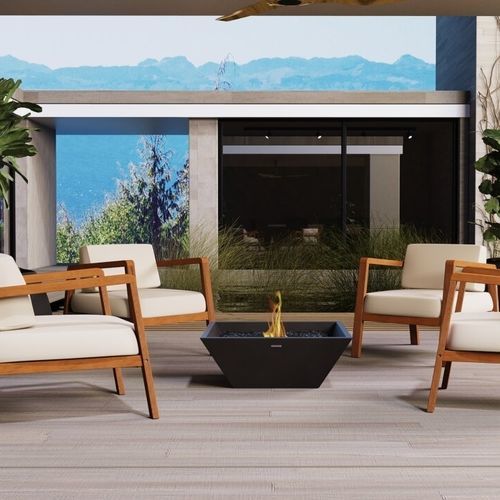 Brasero de jardin au bioéthanol - Nova 600 - EcoSmart Fire - en béton / en acier / carré
