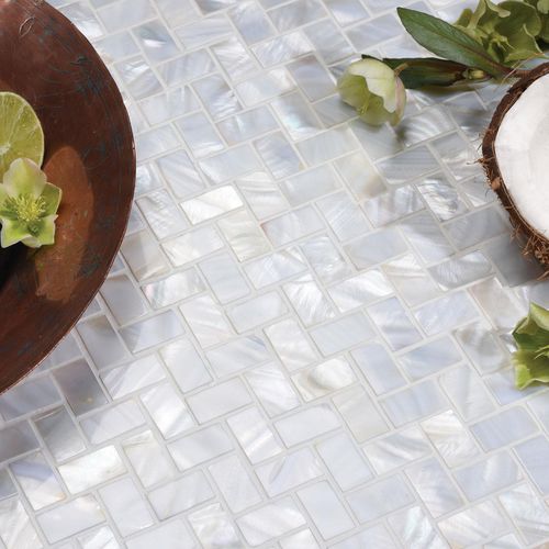 Carrelage en nacre - WHITE PEARL HERRINGBONE - ORIGINAL STYLE - poli / d'intérieur / mural