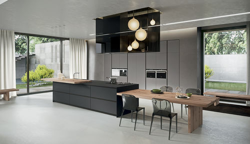 Cuisine contemporaine - AK_04 4 - Arrital - en bois / en Fenix NTM® / avec îlot