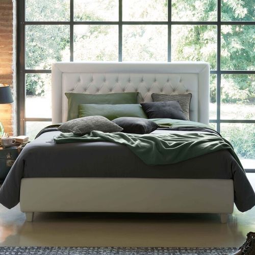Tête de lit pour lit double - QUEEN - DORELAN - chesterfield / en tissu / blanche