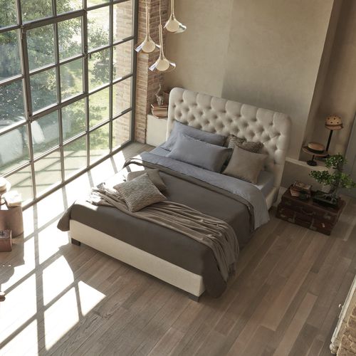 Tête de lit pour lit double - CROWN - DORELAN - chesterfield / en tissu / marron