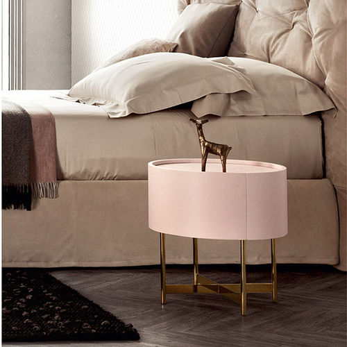 Table de chevet contemporaine - DEDALO  - PIANCA - en bois laqué / ronde / avec rangement